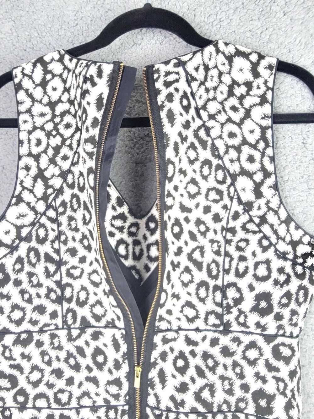 Banana Republic Womens Dress 8 Black White Leopard Print Fit Flare Sleeveless - Picture 16 of 16